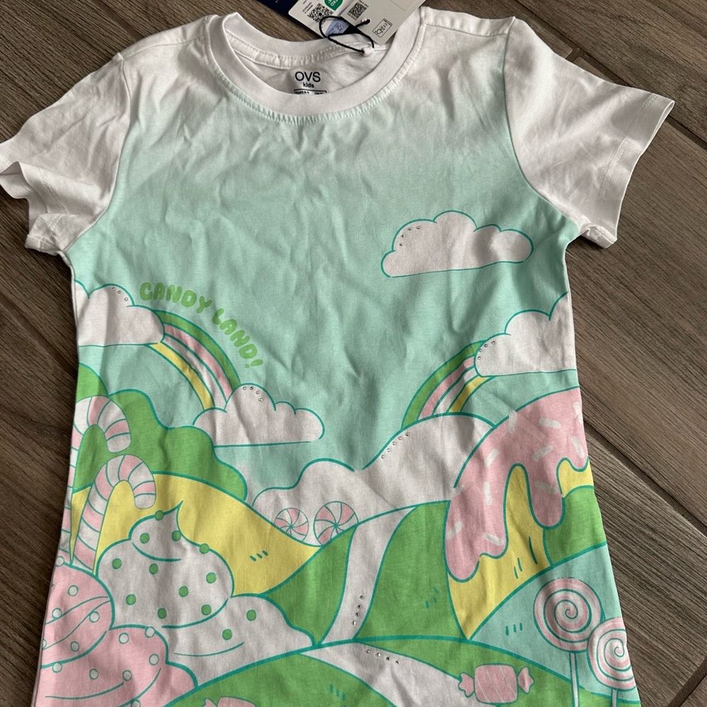 Kids Candy Land Tee - White and Mint